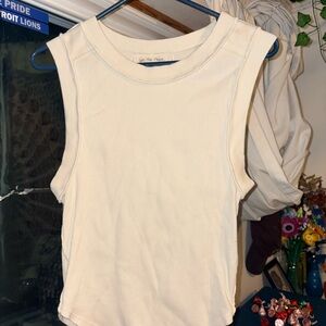 We The Free Cream Muscle Tee Tank Top